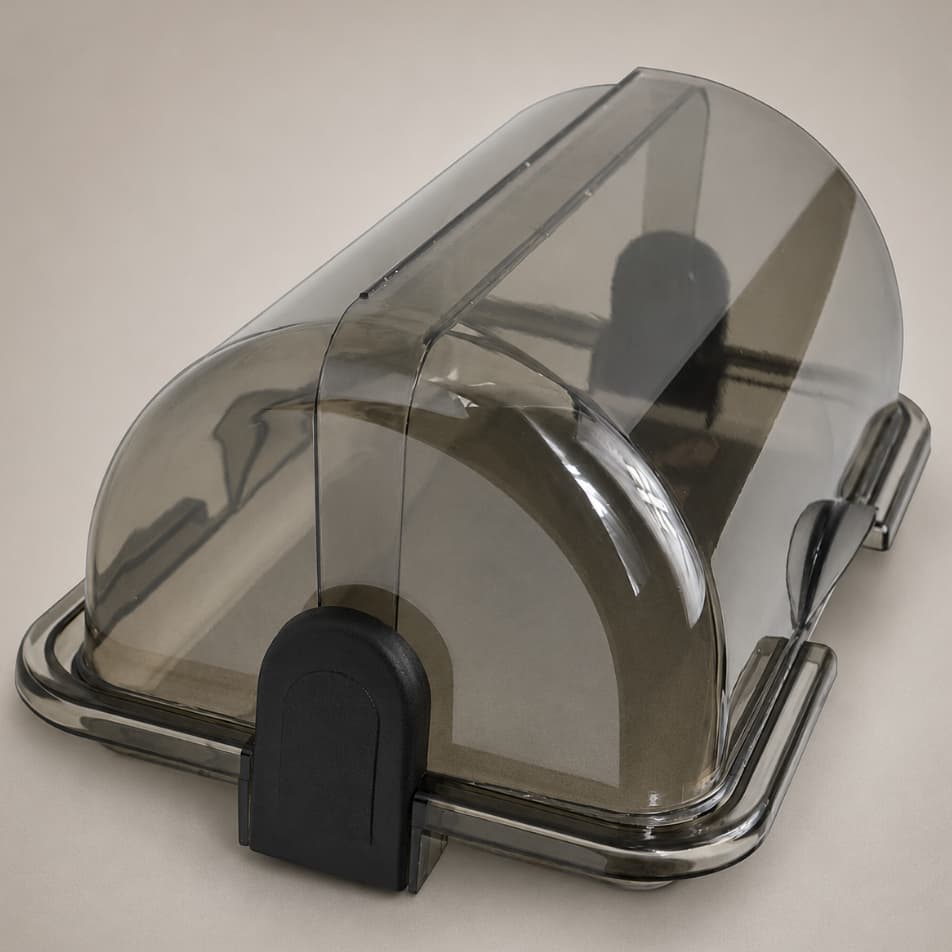 Porta Pão Fumê com Tampa Basculante Articulada Organizador para Pães Doces e Bolos