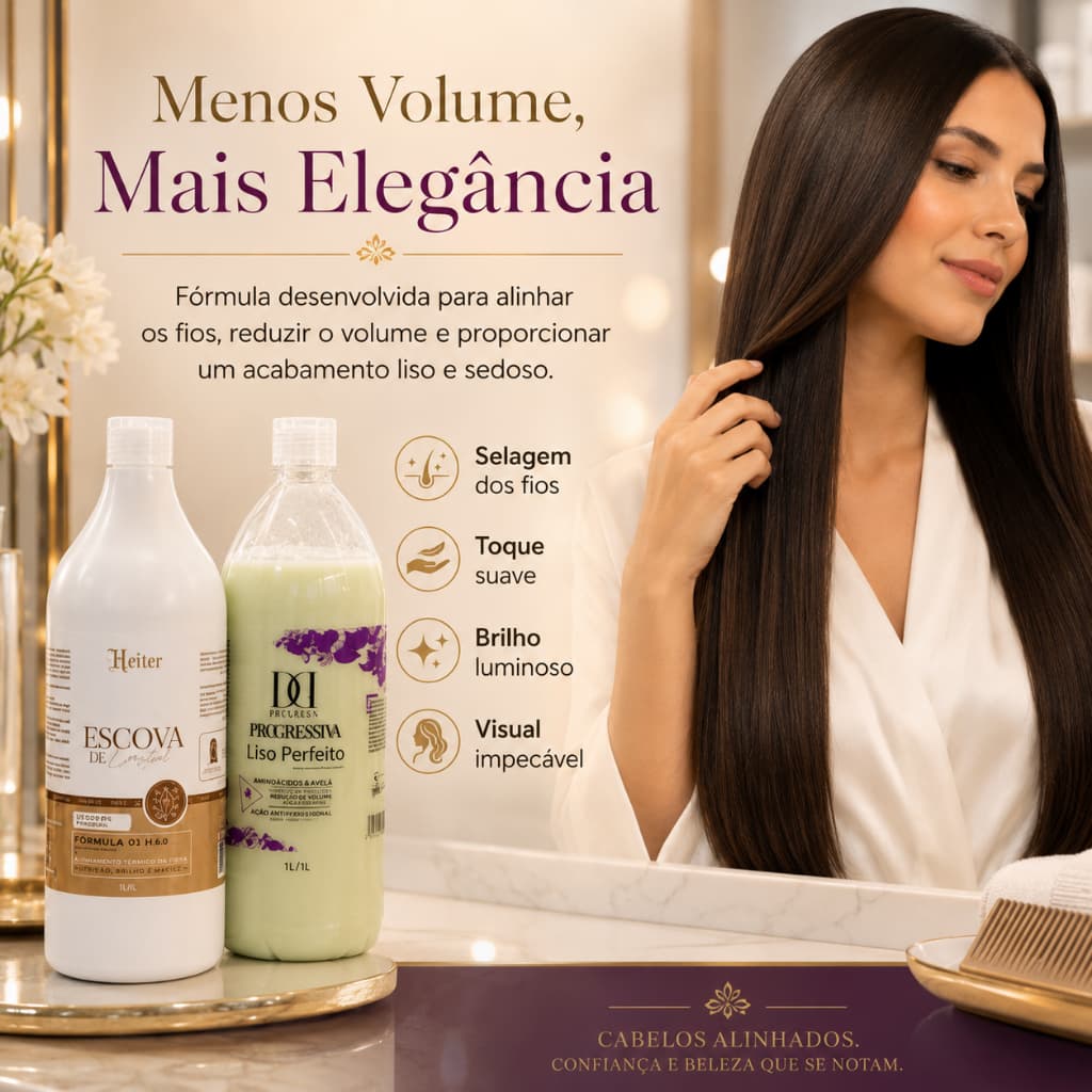 KIT PROGRESSIVA LISO PERFEITO + ESCOVA DE CRISTAL HEITER – 2 PRODUTOS DE 1L