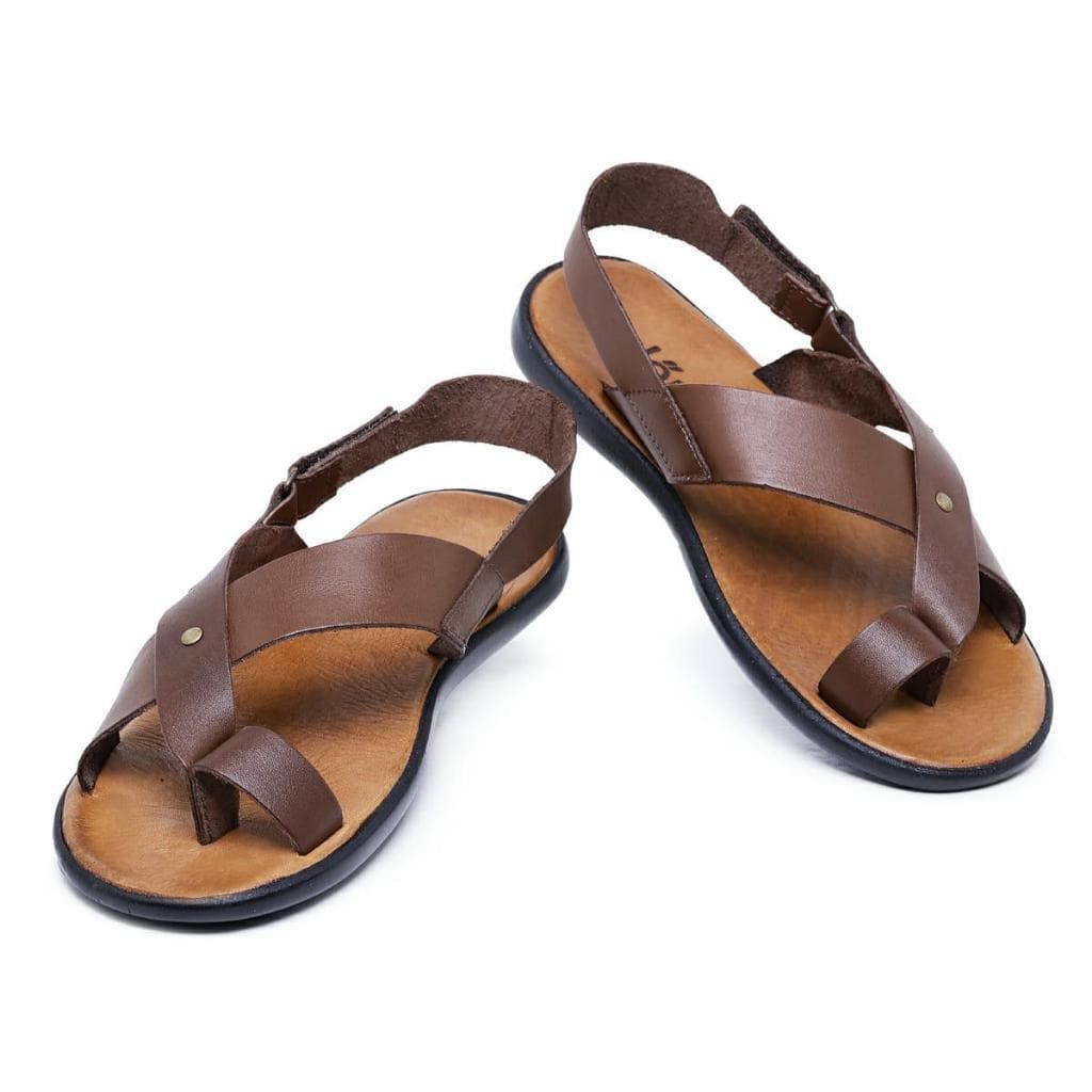 Sandália Masculina Couro Marrom Café Tira Cruzada Conforto Casual Tam 37 ao 44