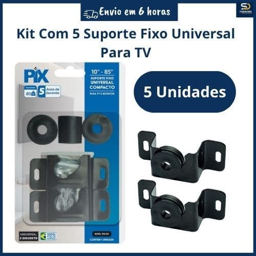 Kit 5 Suporte de Parede Fixo Universal Para TV e Monitor 10”a 85” Polegadas Compacto Até 80kg Monitor LED LCD Smart TV