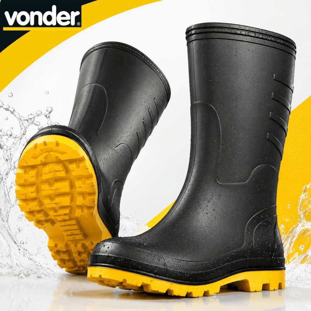Bota de Borracha PVC Forrada  Chuva Motociclista Moto Impermeável Vonder