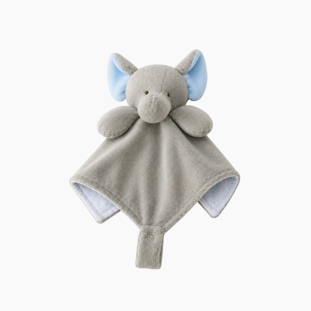Jogo de Lençol Berco Americano Safari Cinza Menino + Naninha Para Bebe de Pelucia Algodão Elefante Azul