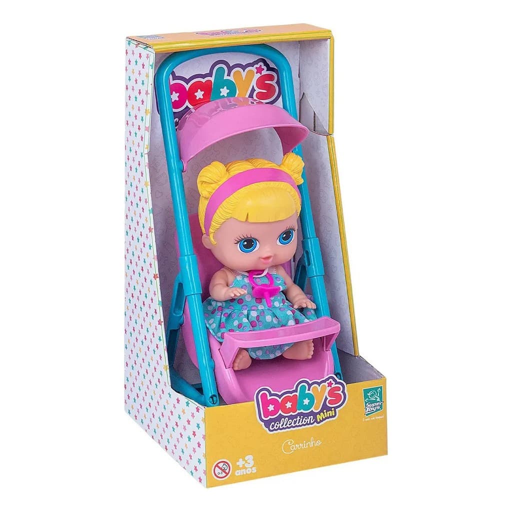 Boneca Bebe Baby Collection Passeio C/ Carrinho - Super Toys