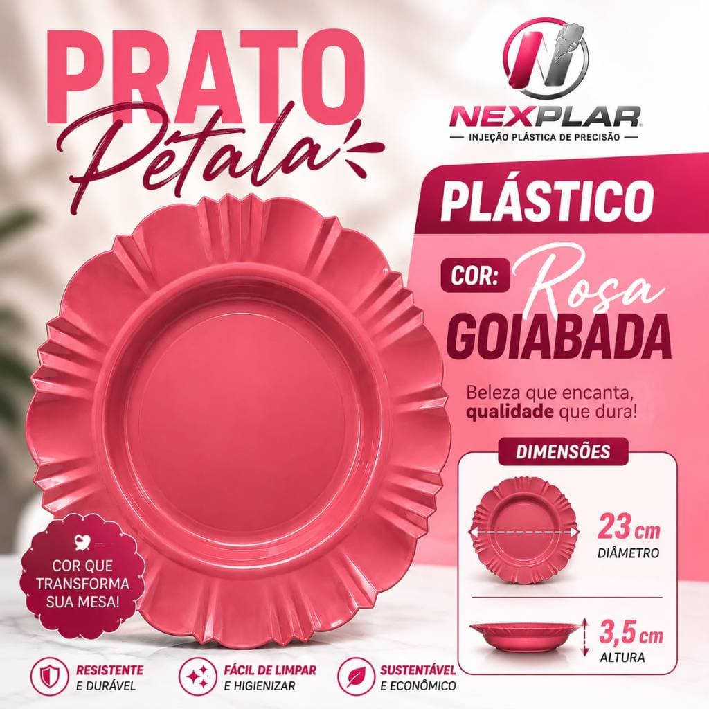 KIT 10/20/30/50 PRATO PLÁSTICO ROSA GOIABA REUTILIZÁVEL FUNDO PARA BUFFET FESTA ALMOÇO CHURRASCO ANIVERSÁRIO LANCHES POÇ