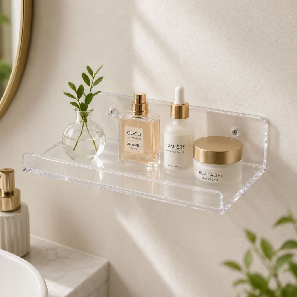 Prateleira Flutuante Formato U Suporte Transparente Enfeite Decoração Acrílico Multiuso Organizador
