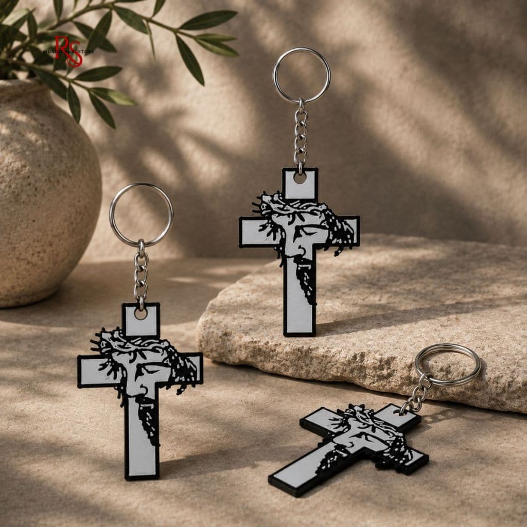 3 Chaveiro Cruz com Jesus Cristo Proteção Presente Religioso Envio Imediato