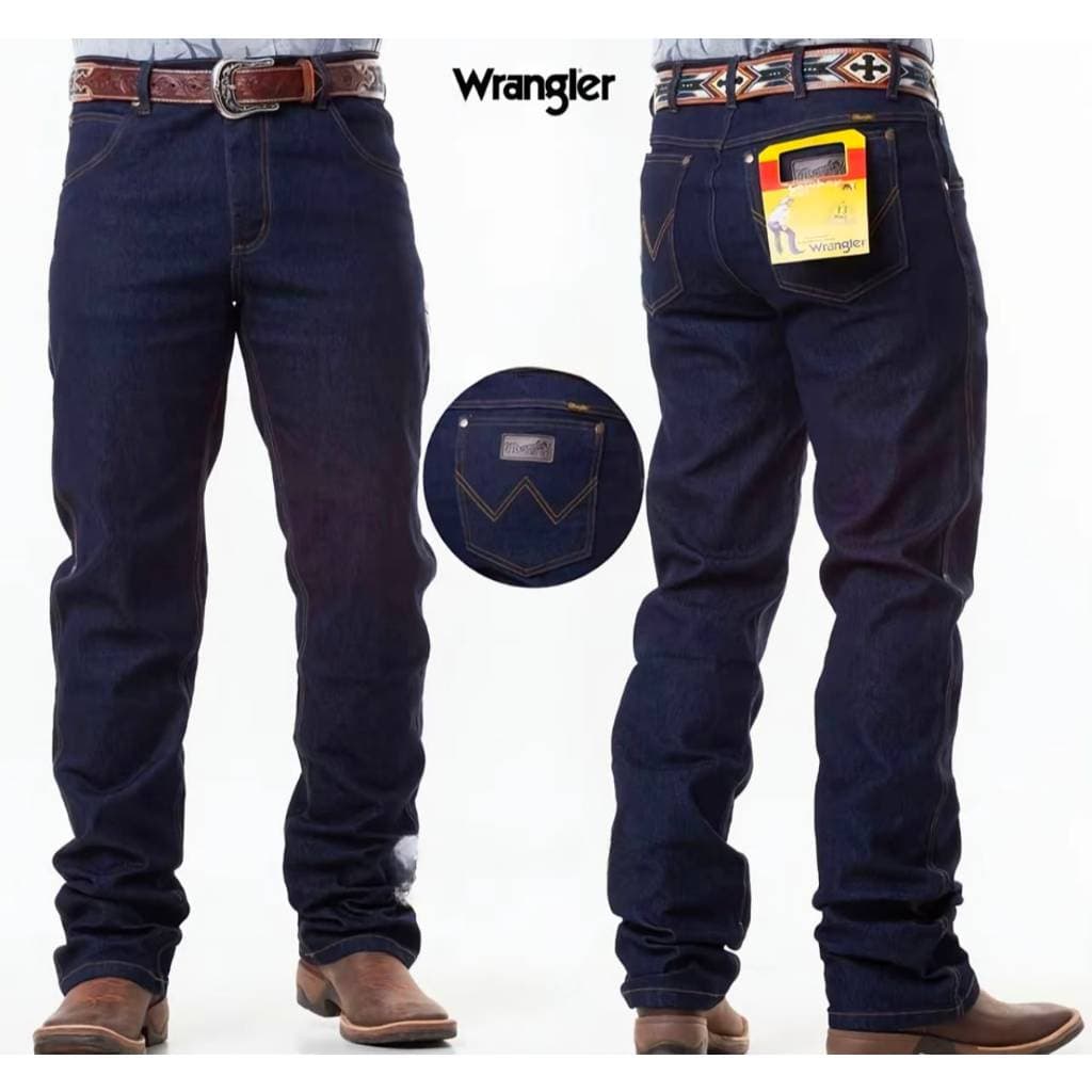 Calça Country Masculina Wrangler Jeans Grosso 100% Algodão Modelo Balão Bordada Rodeio Peão Montaria Não Marca a Bota