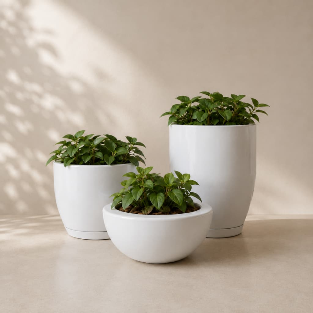 Kit c 3 Vasos Polietileno Liso Luxo Cone Bojo e Bacia PP Decorativo
