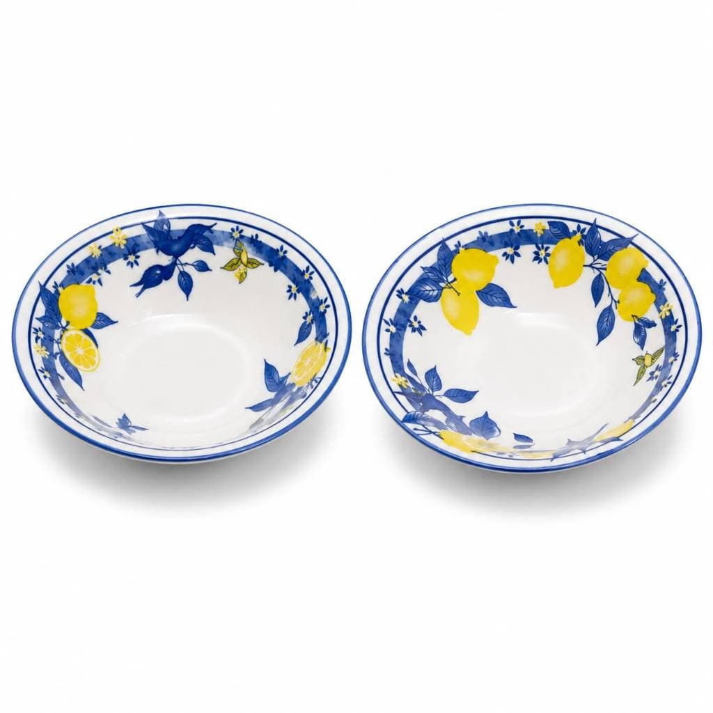 Kit 2 Bowl Cerâmica Decorado Limão Siciliano Tigela 15cm 400ml