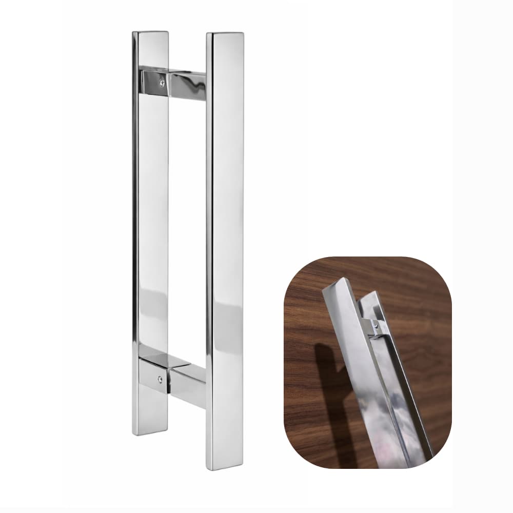 Puxador inox barra chata 40cm - 30 cm entre furos - para portas de madeira, vidro e aluminio