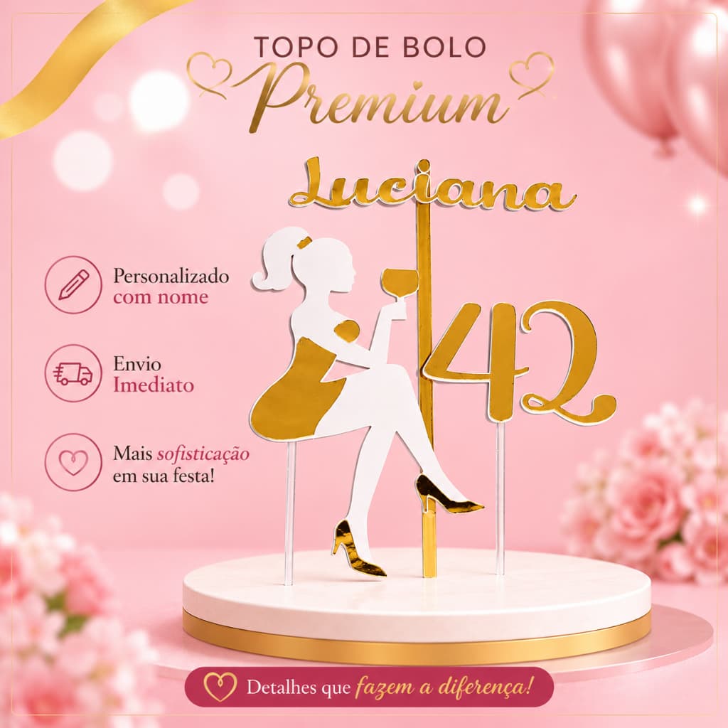 Topo/topper e bolo Personalizado feminino