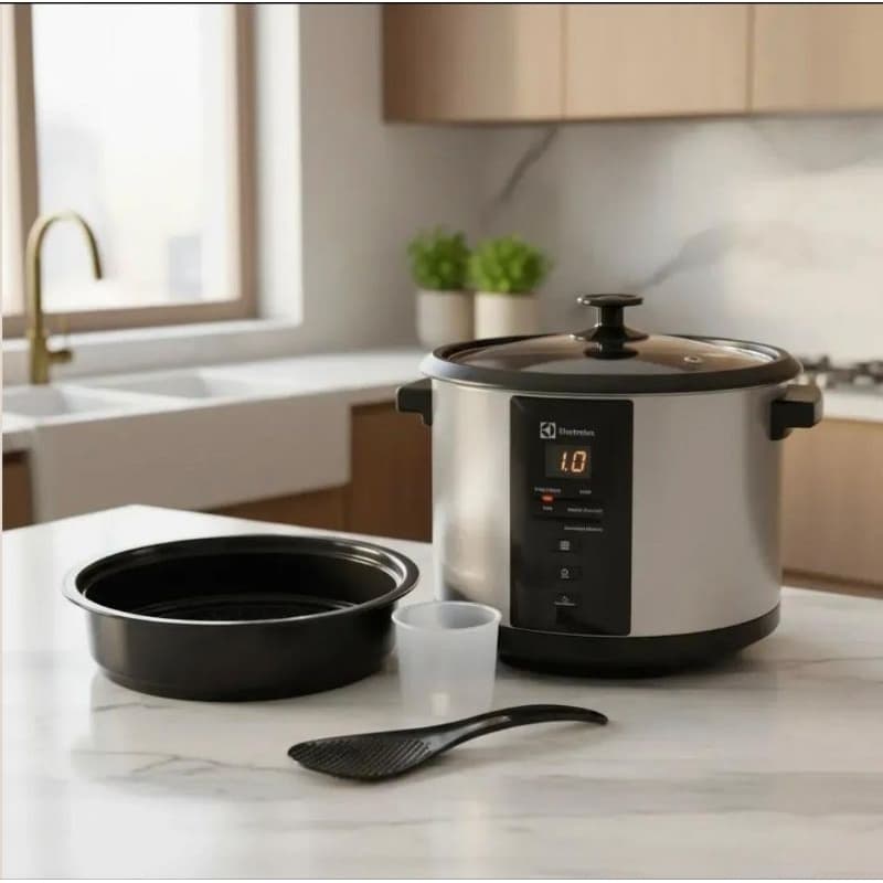 Panela de arroz elétrica Electrolux a vapor com 4 função pré-programadas e tampa de vidro