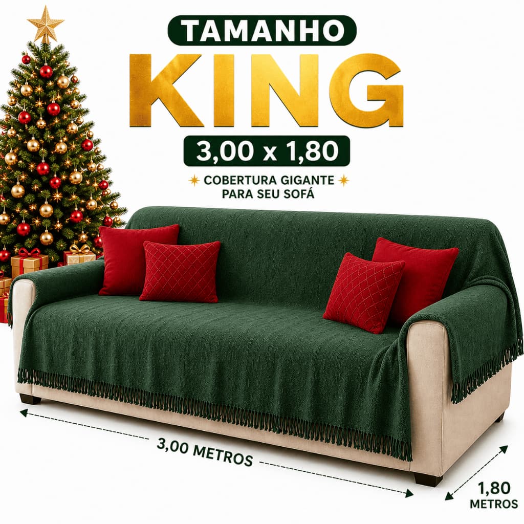 Manta Natal 3,00x1,80  King Luxo Gigante 100% Algodão Protetor Decoração Natalina