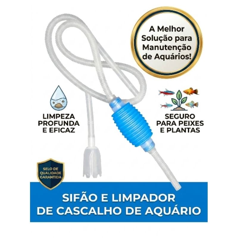 Sifão Aspirador Para Limpeza De Aquário e Lago Com Bomba De Sucção Sifonador AT-323 Aquatank