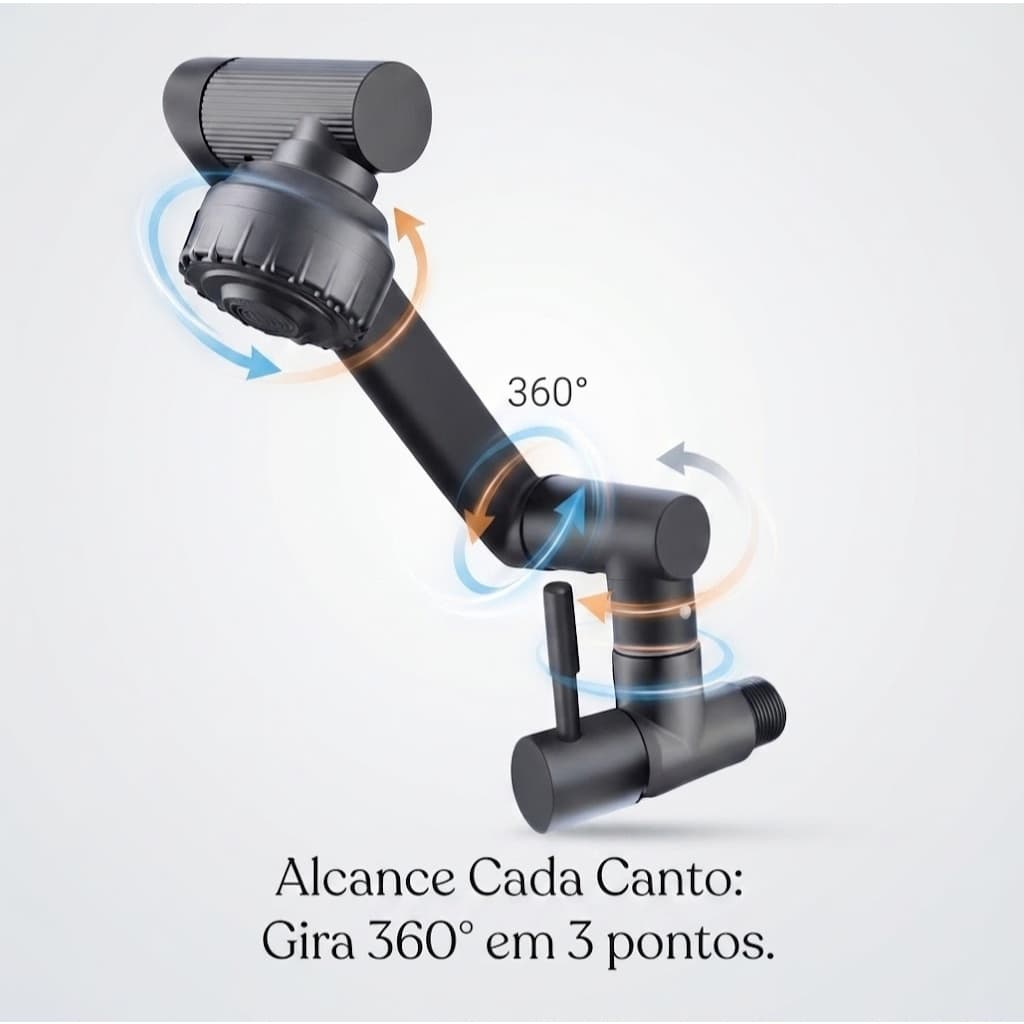 Chega de respingos! Transforme sua pia em segundos com a Torneira Robótica 360° para Cozinha e Banheiro