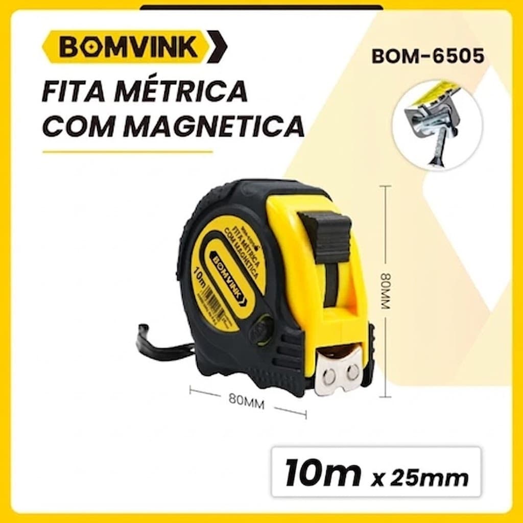 Trena Métrica Retrátil 3m, 5m ou 10m Medição Precisa para Construção e Uso Geral