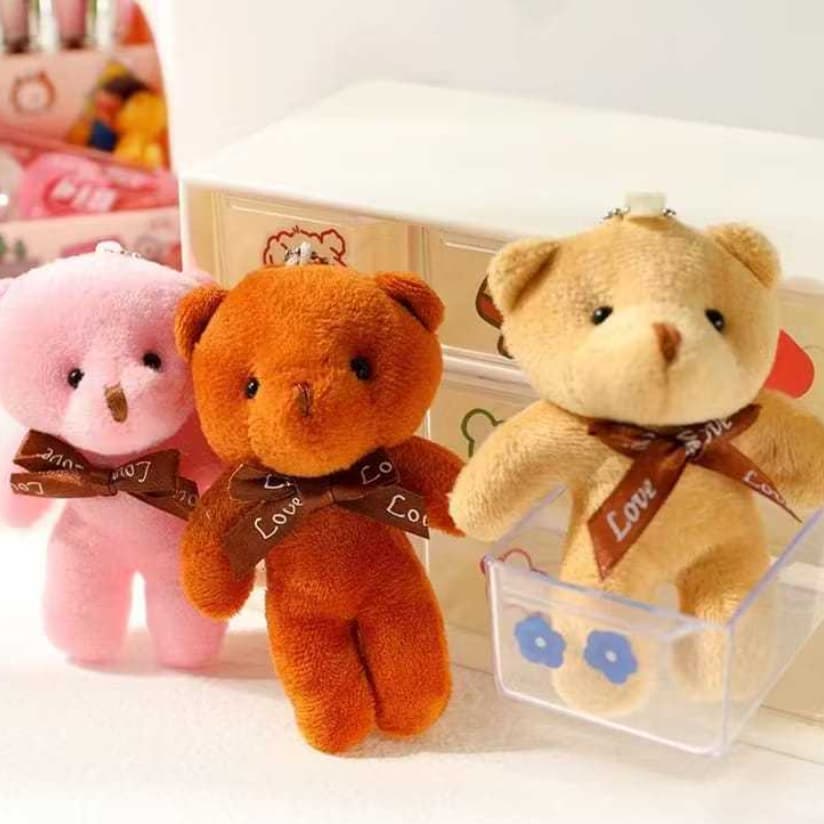Kit Até 12/24/36/48/60 Unidades Pingente De Urso Ttedy De Pelúcia Cor Aleatorio