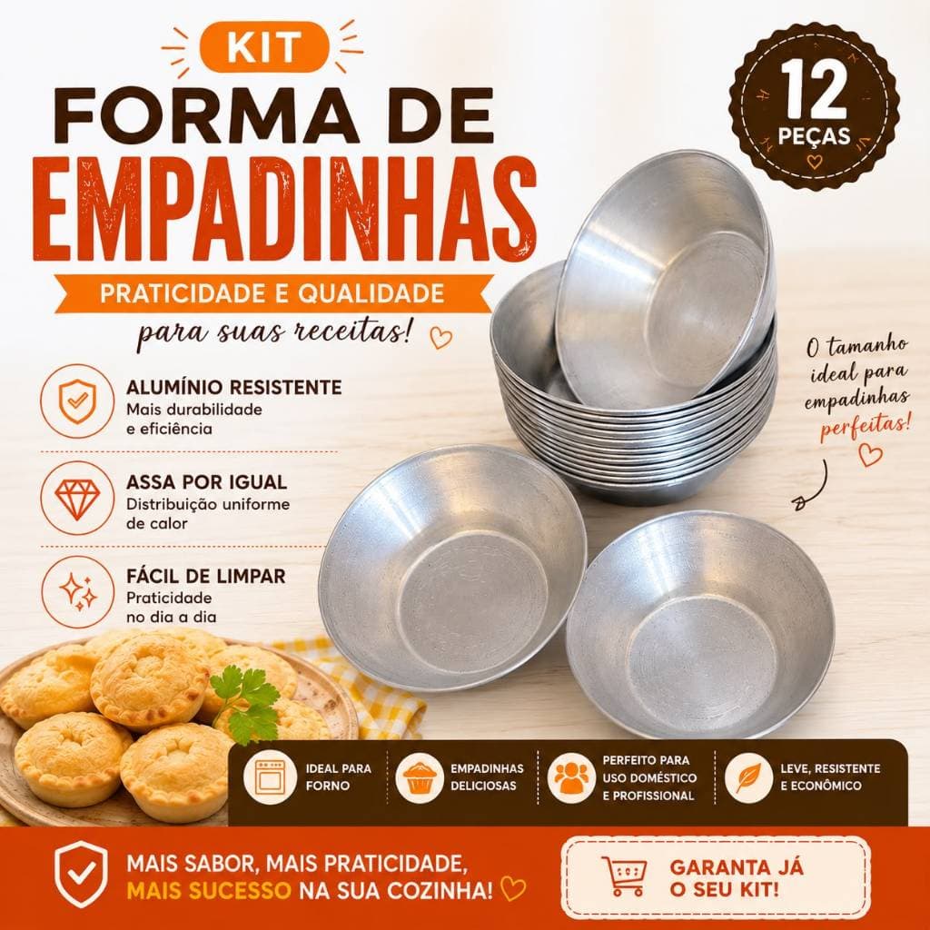 Kit 12 Formas Para Empada todos tamanhos Forminha Mini Empada Salgado Aluminio