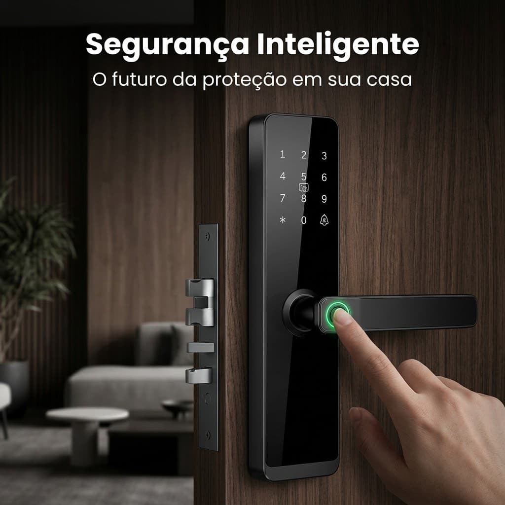 Fechadura De Porta Inteligente 4 Métodos Desbloqueio À Prova D'água Eletrônica De Impressão Digital Para De madeira