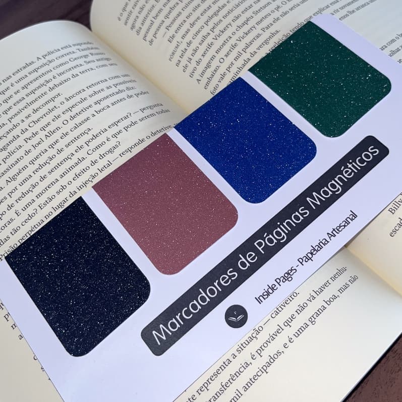Marcadores de Páginas Magnéticos Glitter | Kit com 4 | Cores Neutras | Glitter, Holográfico, Brilho