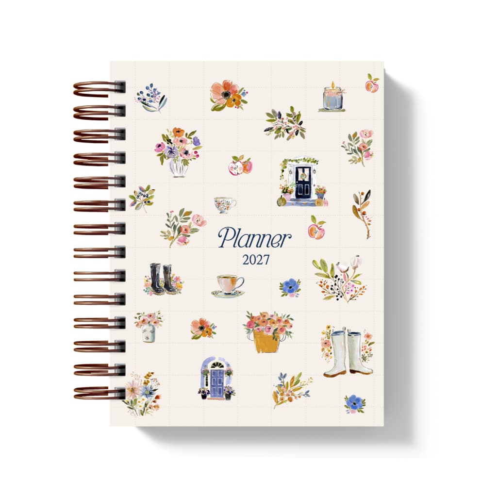 Planner 2027 Floral Delicado A5 Agenda Completa Semanal Caderno Organizador Feminino