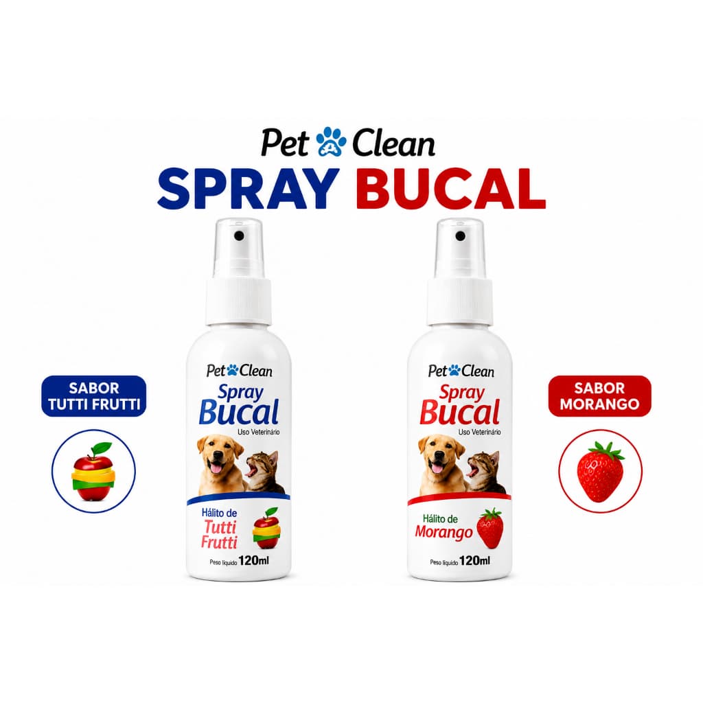 Spray de higiene bucal para pet - Contra mau hálito dos cachorros e gatos Pet Clean