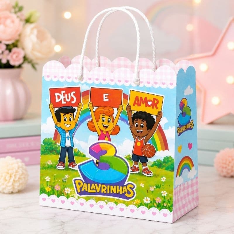 Sacolinha Personalizada 3 Palavrinhas 16x20x6xm