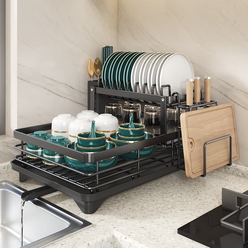 Escorredor de Louças Rack Aço Carbono Organizador Preto