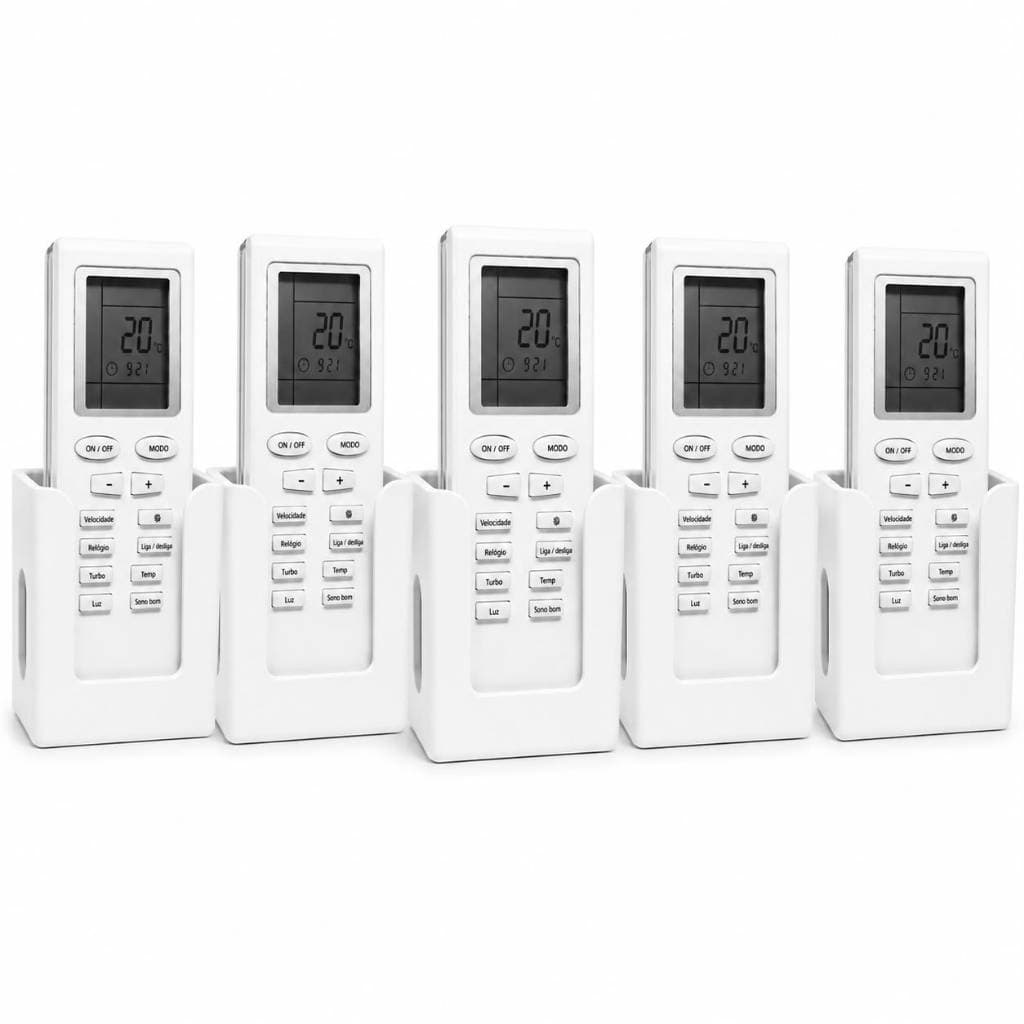 Kit 5 Suporte De Parede Porta Controle Remoto Universal Ar Tv Ventilador Casa Quarto Sala Organizar Sem Furar