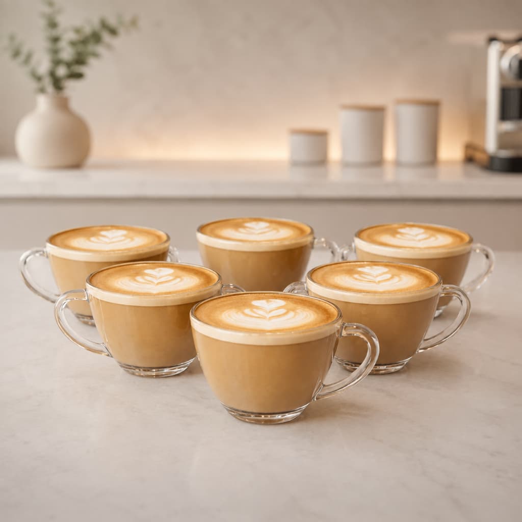 Jogo de Xicara 6 Peças Xícaras 218ml PERA LISA Transparente Cristal Classica Vidro Cha Cafe Caneca