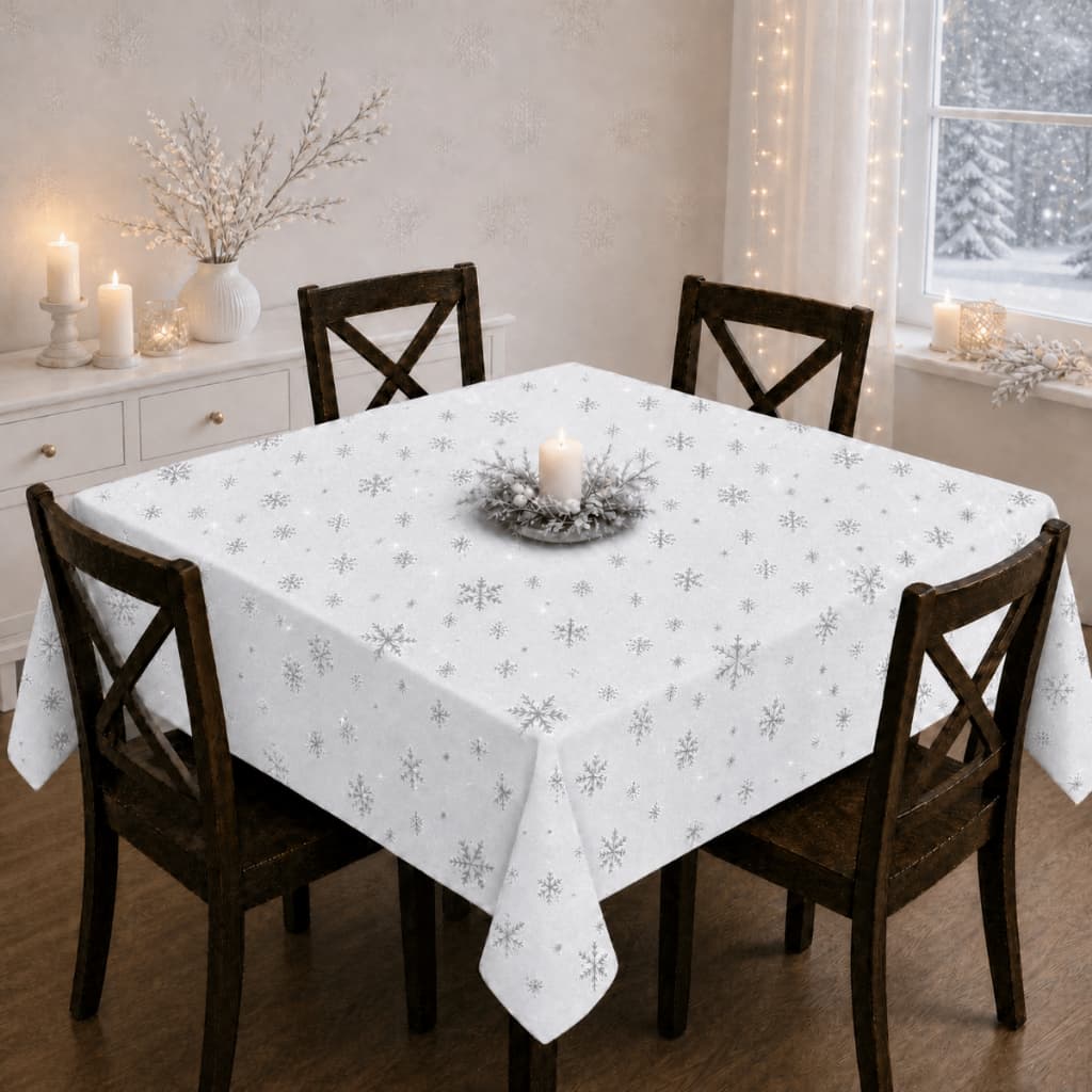 Toalha Oxford Premium Fios Dourados 4 Lugares 1,50x1,50m para Sala de Jantar Natal e Mesa Posta