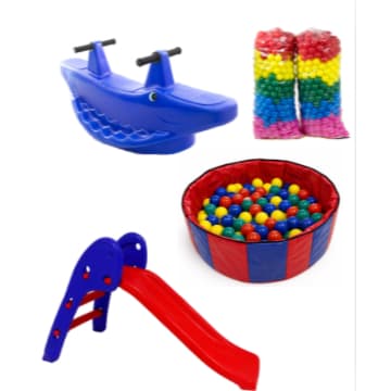 Kit Infantil Completo 🐊💦 Piscina + Escorregador Baby + Gangorra Jacaré + 100 ou 200 Bolinhas