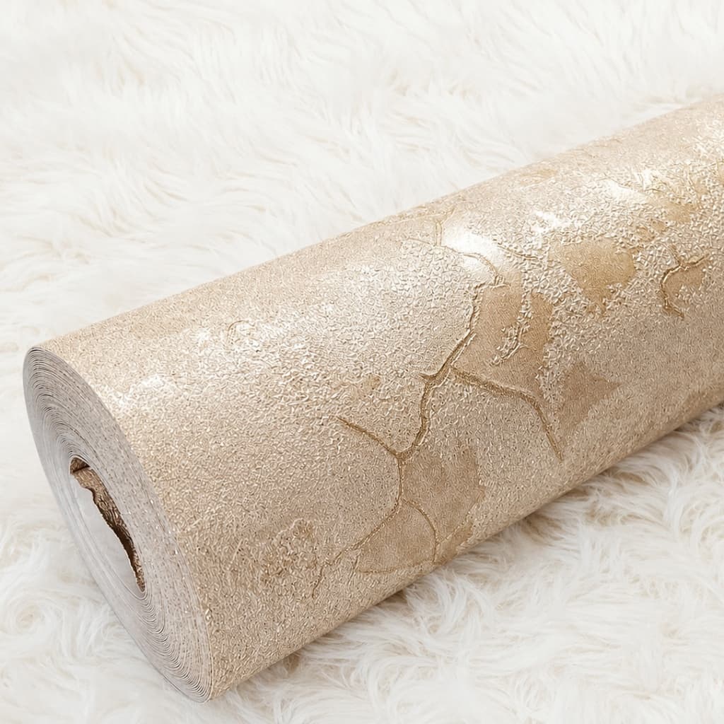 Papel de Parede Alto Relevo Marmorizado Dourado com Glitter - Rolo 10 metros x 53cm largura - Cola Inclusa