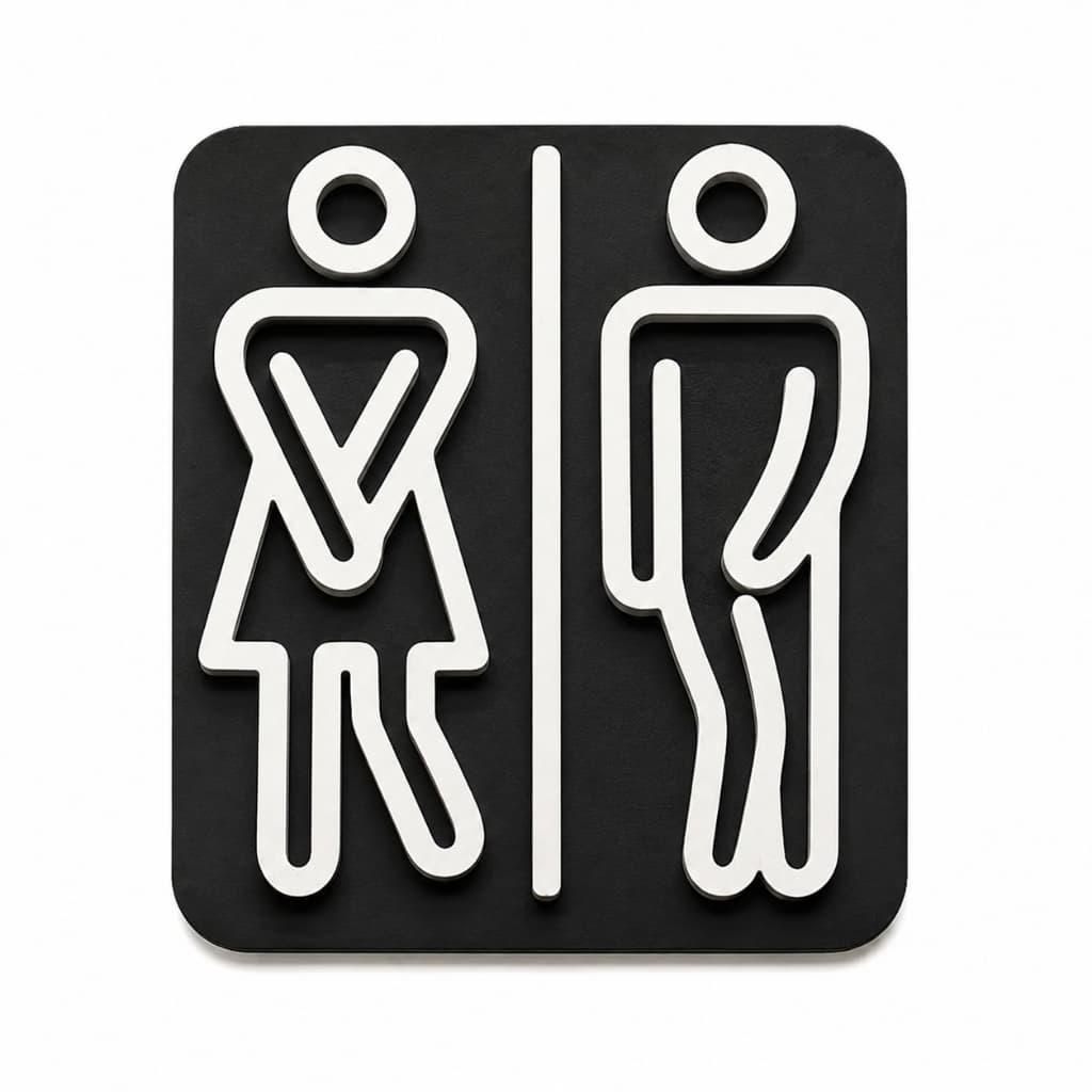 Placa Banheiro Unissex 3D Masculino e Feminino | Sinalização para Porta