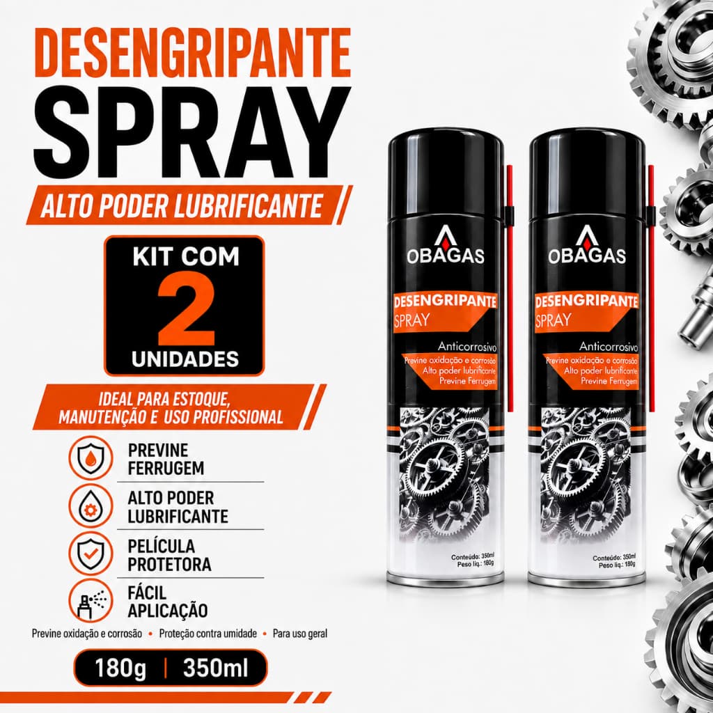 KIT 2 Desengripante Lubrificante Anticorrosivo 180g 350ml