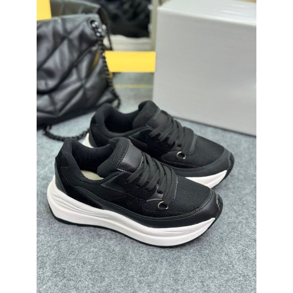 Tenis Confortável Plataforma Feminino Preto Tendência
