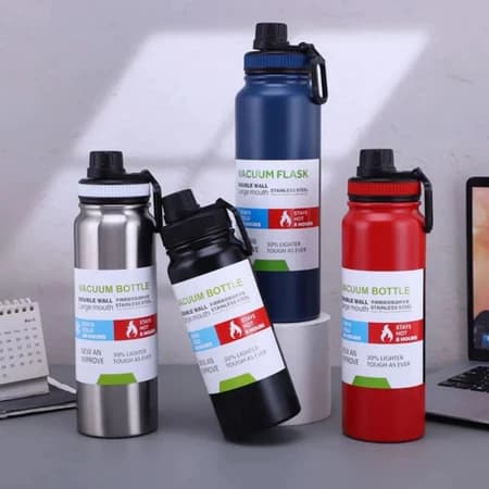 Garrafa térmica de aço inoxidável com alça, 1.000 ml, específica para academia, com coador de chá