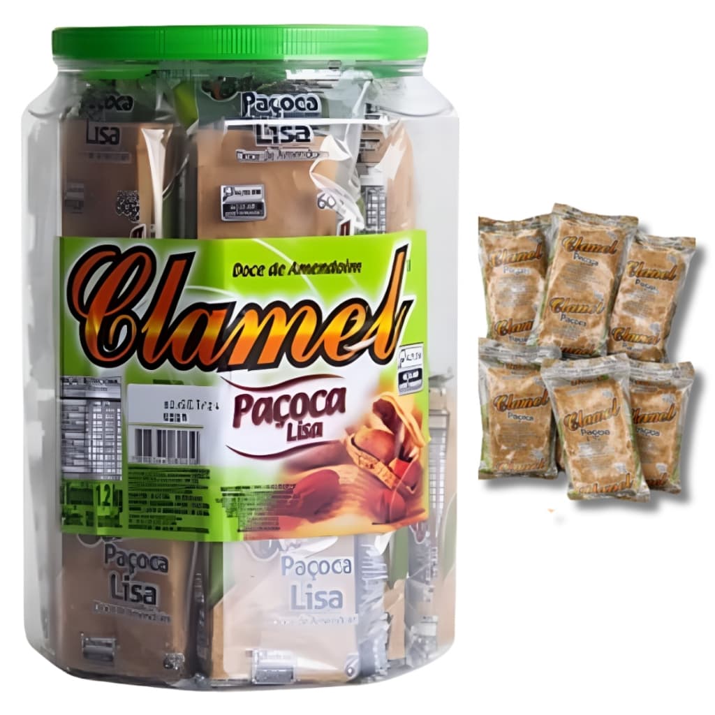 Doce Paçoca Lisa Pte 20 unid Amendoim Clamel 1,2kg