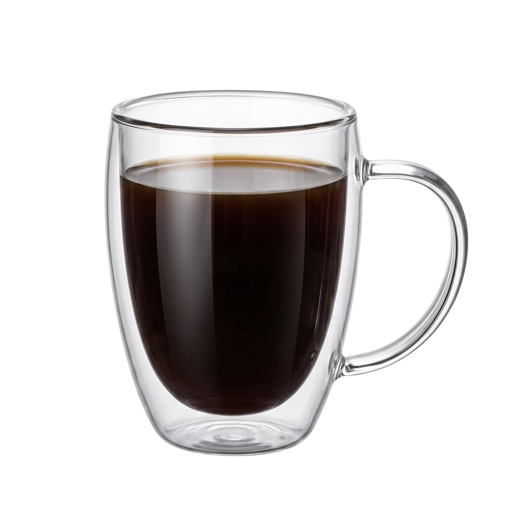 Caneca Duo Vidro 350ml Parede Dupla Xícara Térmica para Chá Café Suco Capuccino Dolce Gusto Moderna