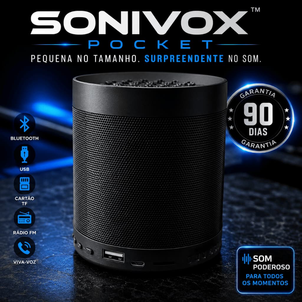 Caixa de Som Bluetooth 5 W - Sonivox™  - EL-1020 preta