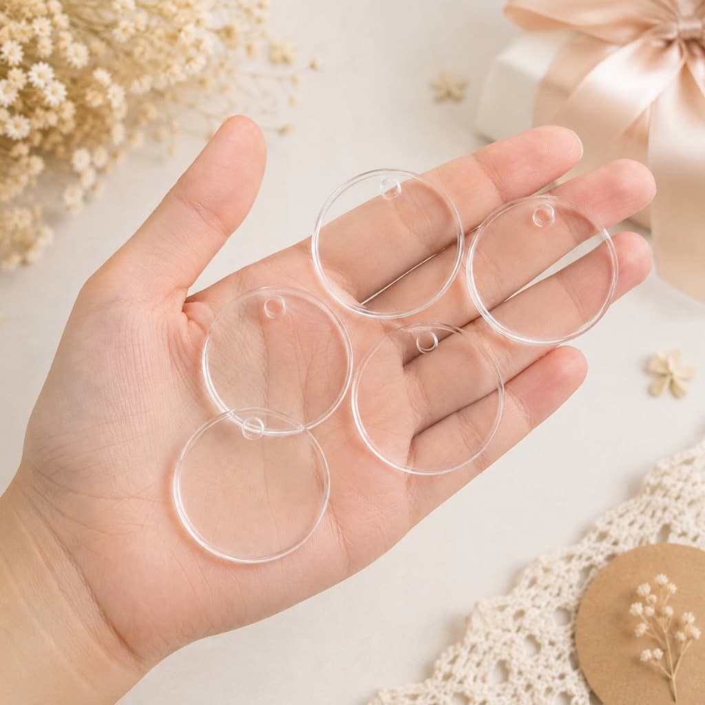 Kit Chaveiros Acrílico Transparente Lembrancinha Mimo Sem Corrente Argola Para Personalização