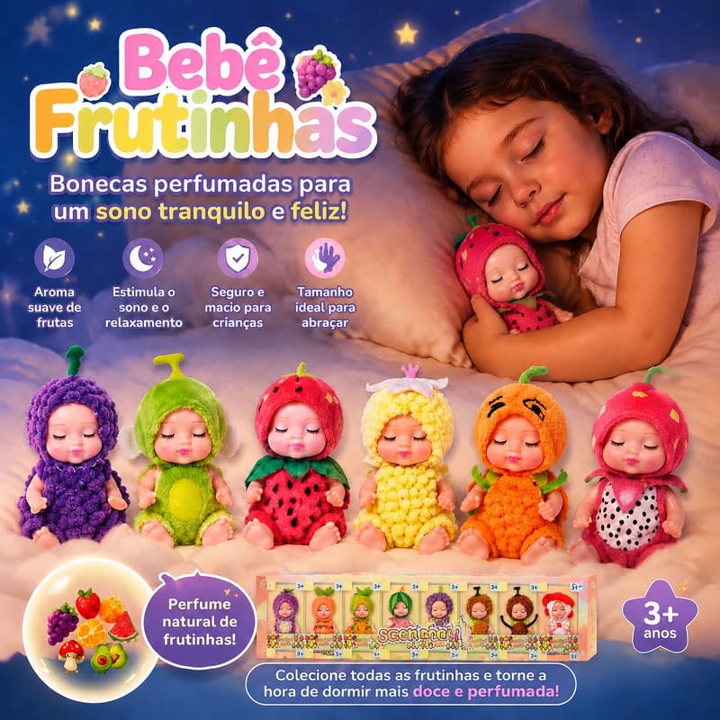 Boneca Bebê Reborn Frutinha com Cheirinho de Fruta, Brinquedo Infantil +3 Anos