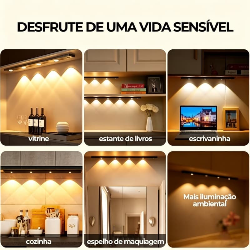 60cm Ultra Thin 3 Colors LED Cabinet Light with Sensor, Rechargeable (Warm White/Natural)