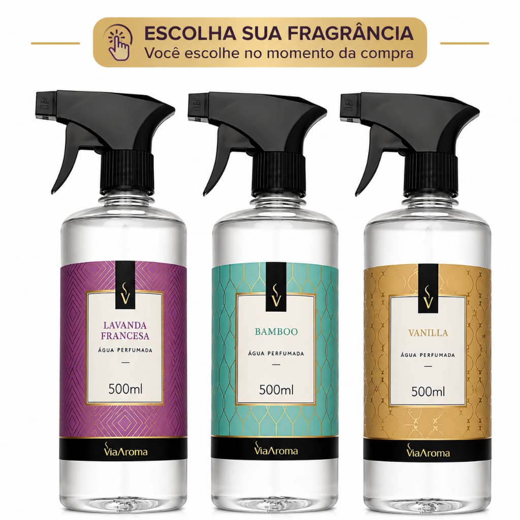 Água Perfumada Via Aroma 500ml Roupa Lençol e Tecidos