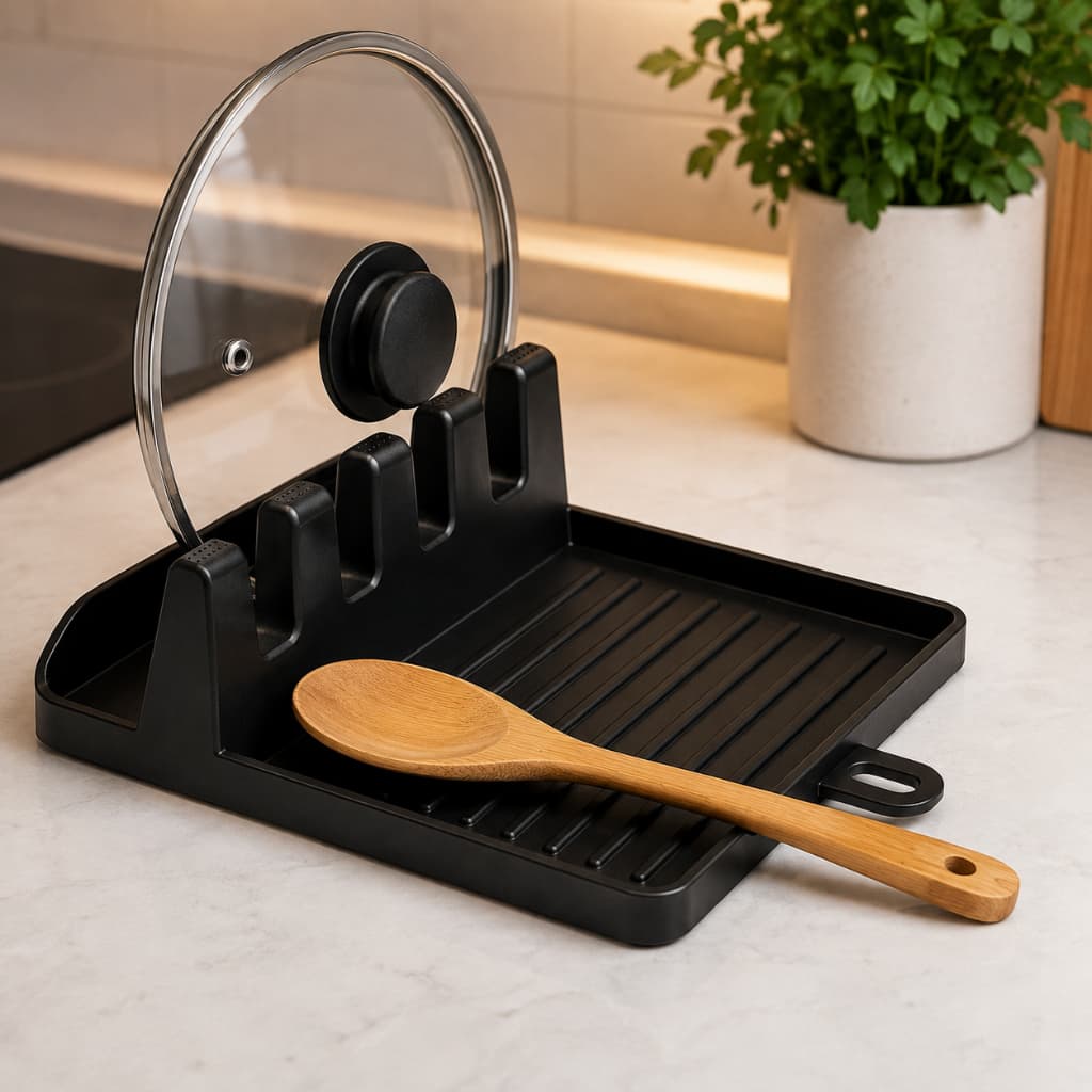 Suporte Organizador Utensílios Cozinha Porta Colheres Espátulas Tampa Panela