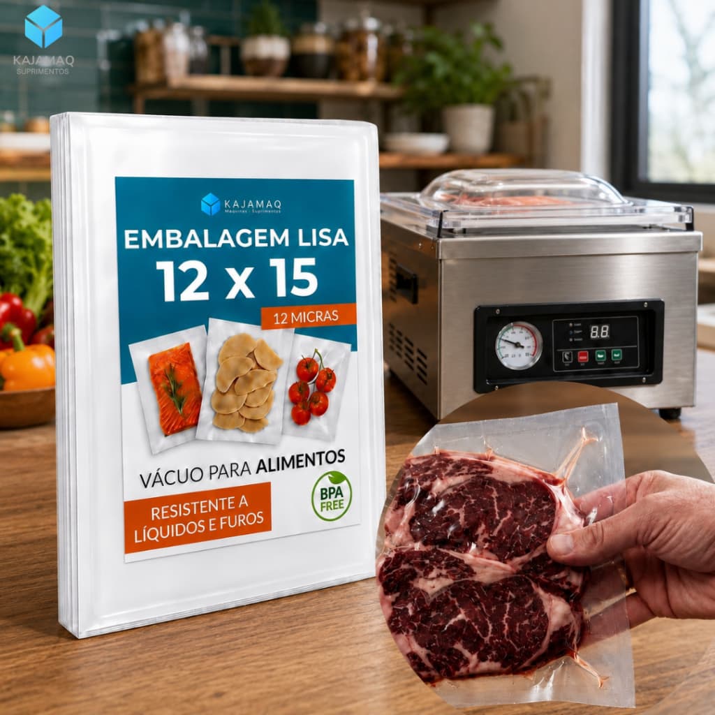 Embalagem A Vácuo 12x15 Lisa 500 Unidades Resistente Alimento Para Seladoras A Vacuo Domésticas Vacu