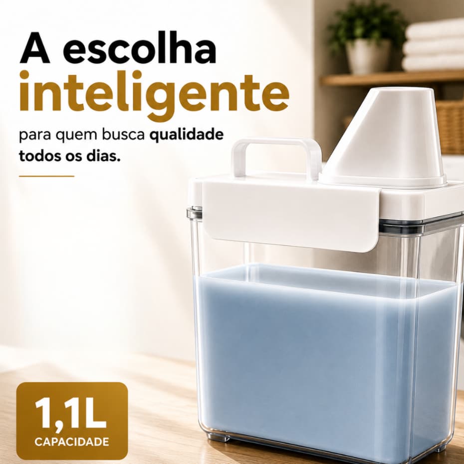 Dispenser Dosador Organizador Lavanderia Porta Sabão Líquido Amaciante Acrílico 1,1L