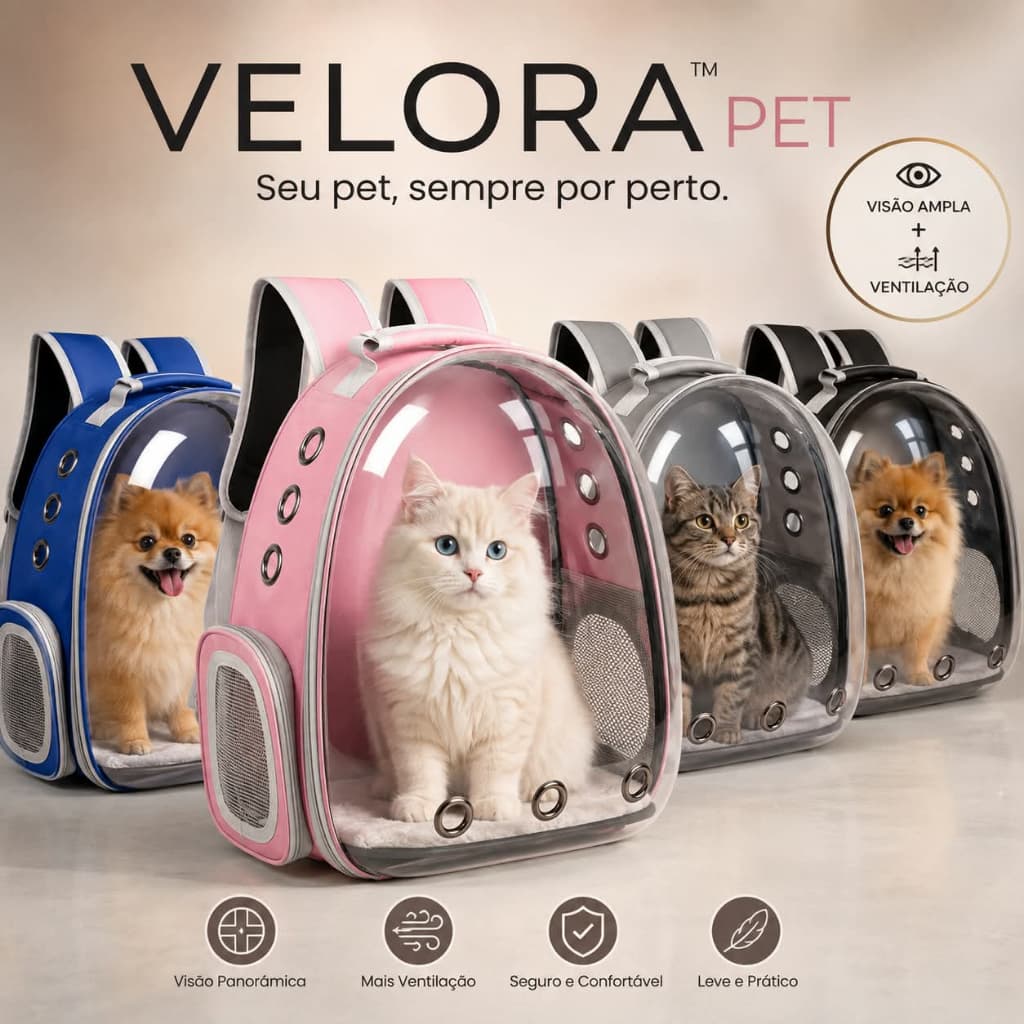 Mochila Pet para Cães e Gatos – Transporte com Visão Panorâmica e Ventilação