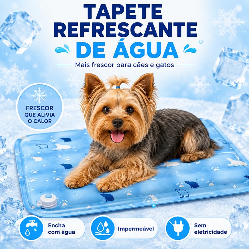 Tapete Pet Gelado de Água 40x50cm Refrescante para Cães e Gatos Conforto Verão