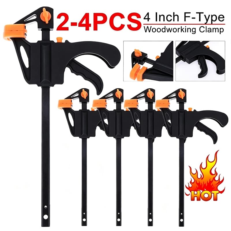 Grampos F de Plástico Nuzamas 10cm, Liberação Rápida e Ajustável, Ideal para Marcenaria e Projetos DIY